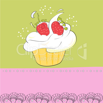 Decorative card with cupcake