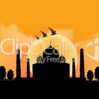 silhouette view of Taj Mahal, agra, India with sunrise backgroun