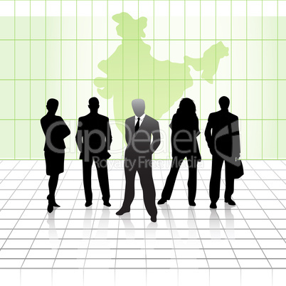 team of business men with india map background