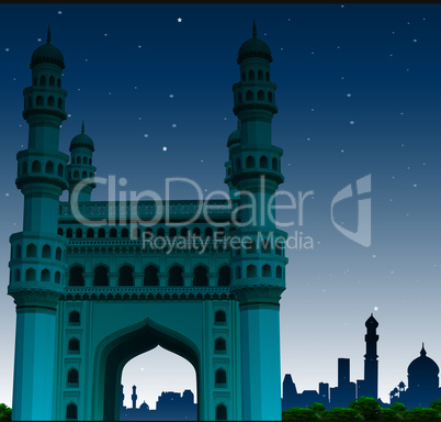 view of charminar, hyderabad, india, night time