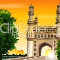 view of charminar, hyderabad, india, travel, road