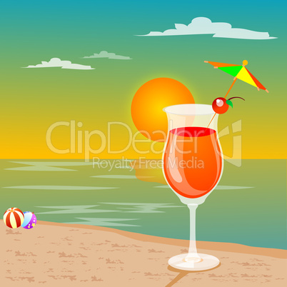 leisures at beach - drink, beach ball, view of sun