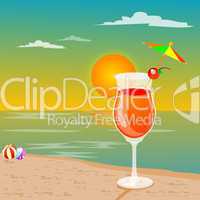 leisures at beach - drink, beach ball, view of sun