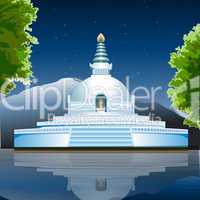 view of Lumbini, buddhist monastery, lake view