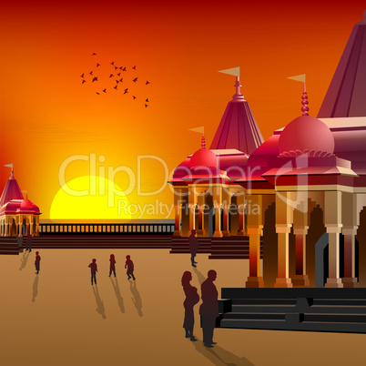 silhouette view of temple, place of worship
