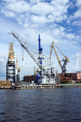 Cranes in shipyard
