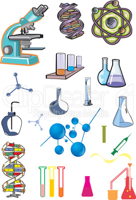 science, collection of laboratory equipments