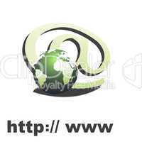 internet symbol with globe, http