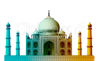 view of Taj Mahal, agra, India with white background
