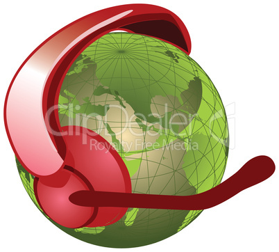 globe with headset, microphone