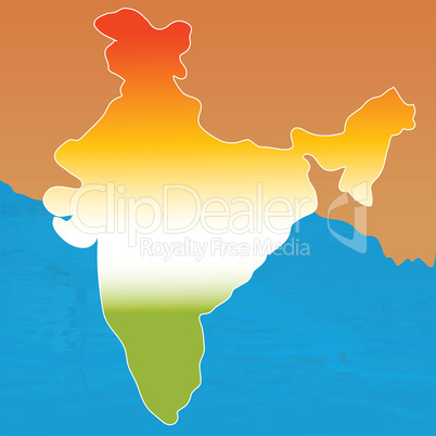 outline map of india in tri colors