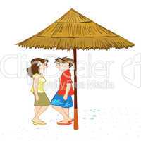couple standing under a shed