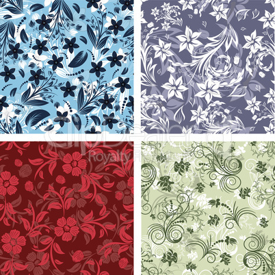 seamless floral backgrounds set