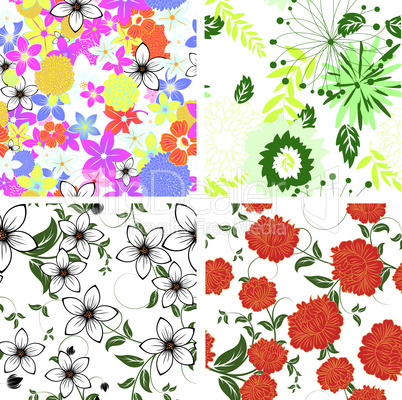 seamless floral backgrounds set