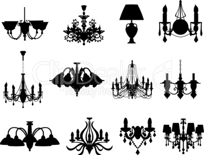 set of lamps silhouettes