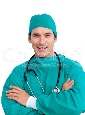 Portrait of a radiant surgeon holding a stethoscope