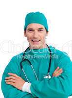 Portrait of a radiant surgeon holding a stethoscope