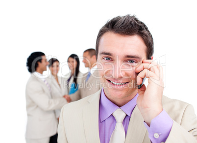 Portrait of an attractive businessman on phone
