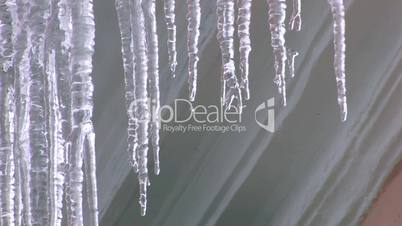HD Sparkling spring icicles, closeup