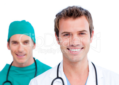 Portrait of two handsome doctors