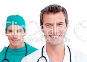 Portrait of two handsome doctors