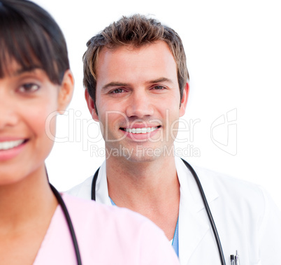 Portrait of two joyful doctors