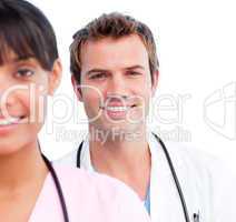 Portrait of two joyful doctors