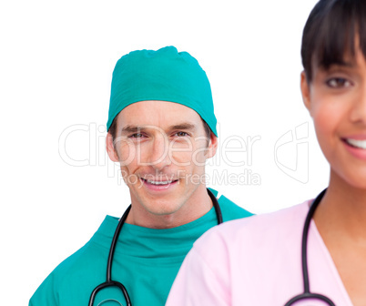 Portrait of two confident doctors