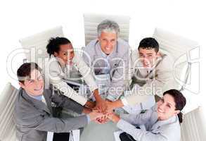 Cheerful multi-ethnic business team in a meeting