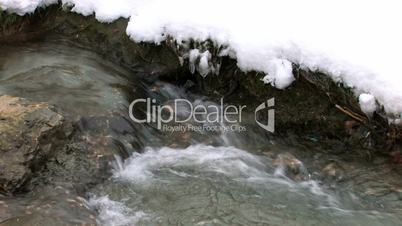 HD Cold transparent spring stream, closeup
