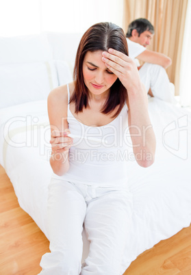 Worried couple finding out results of a pregnancy test