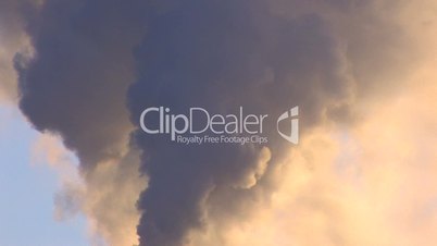 HD Exhaust smoke on blue sky background
