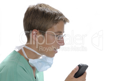 Doctor with voice recorder