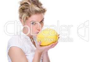 Woman with melon