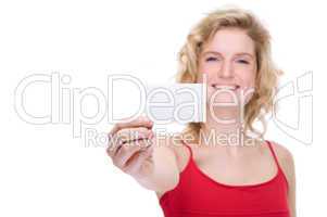 Woman with business card