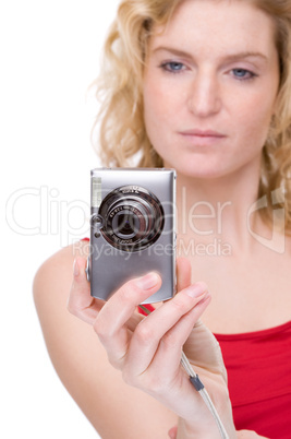 Woman with digital camera