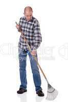 Gardener with a rake