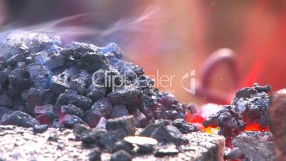 HD Hot burning embers, closeup