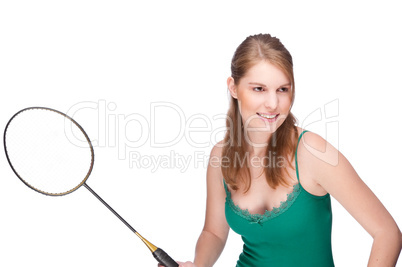 Frau mit Badmintonschläger