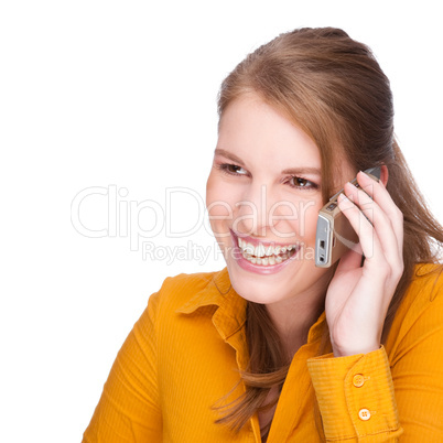 Frau am Telefon