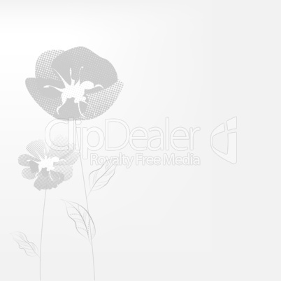 Monochrome illustration with poppy flowers