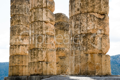 Columns of the temple of Apollo in Delphi. Greece