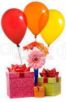 Beautiful gerbers, gifts and balloons