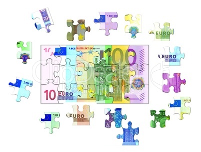 Puzzle verschiedene Euro Banknoten