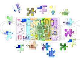 Puzzle verschiedene Euro Banknoten