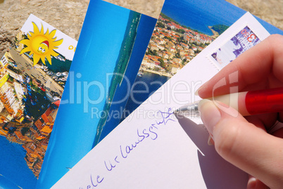 Ansichtskarte schreiben - writing a picture postcard 03
