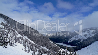 view of snow in the mountains