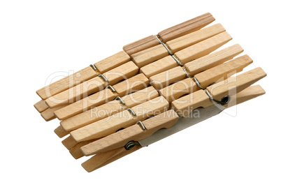 Twelve wooden clothespins