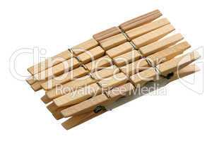 Twelve wooden clothespins