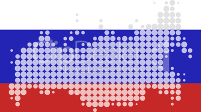 Karte und Fahne von Russland